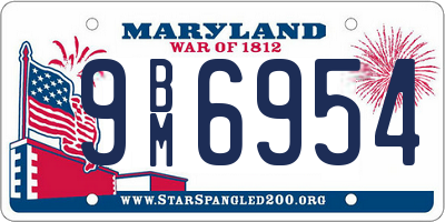 MD license plate 9BM6954