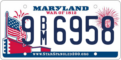 MD license plate 9BM6958