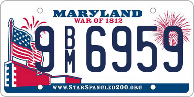 MD license plate 9BM6959