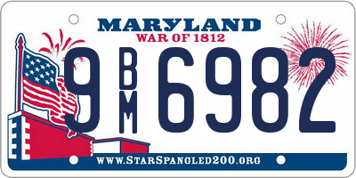MD license plate 9BM6982