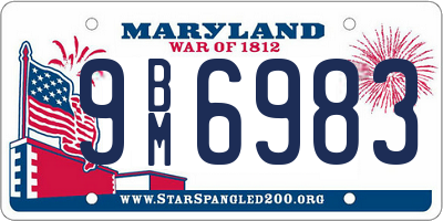 MD license plate 9BM6983