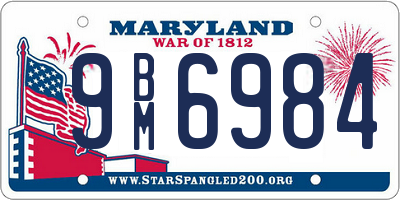 MD license plate 9BM6984