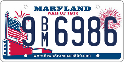 MD license plate 9BM6986