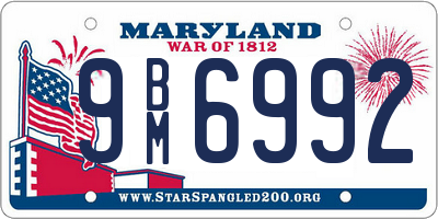MD license plate 9BM6992