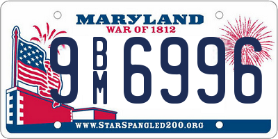 MD license plate 9BM6996