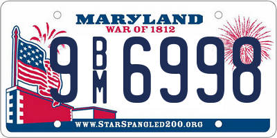 MD license plate 9BM6998