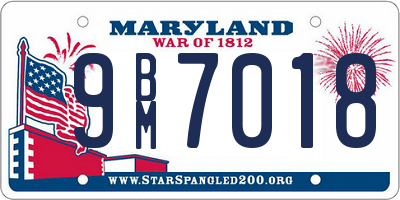 MD license plate 9BM7018
