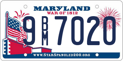 MD license plate 9BM7020