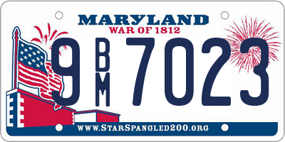 MD license plate 9BM7023