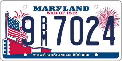 MD license plate 9BM7024