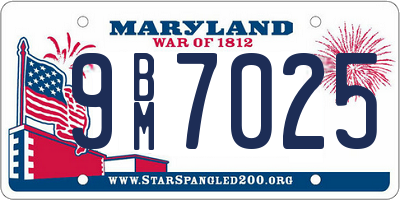 MD license plate 9BM7025