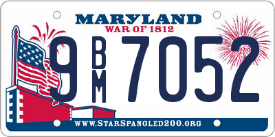 MD license plate 9BM7052