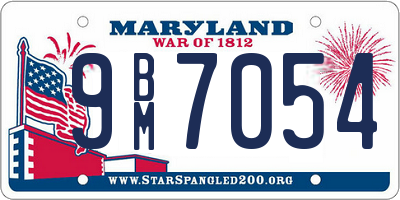 MD license plate 9BM7054