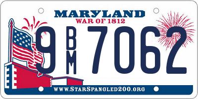 MD license plate 9BM7062