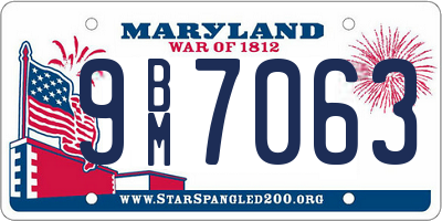 MD license plate 9BM7063