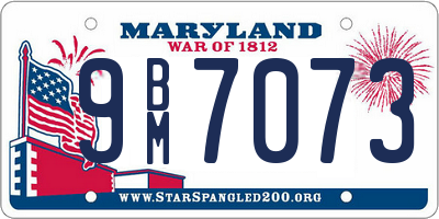 MD license plate 9BM7073