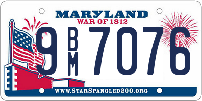 MD license plate 9BM7076