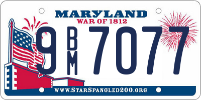 MD license plate 9BM7077