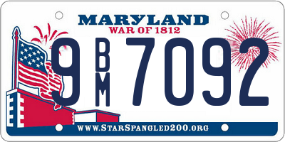 MD license plate 9BM7092