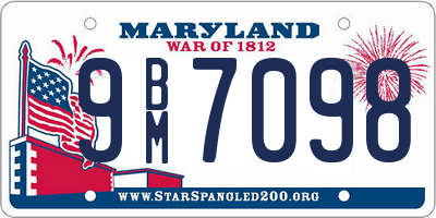 MD license plate 9BM7098