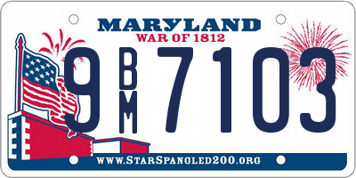 MD license plate 9BM7103