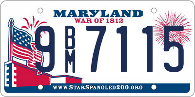 MD license plate 9BM7115