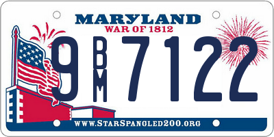 MD license plate 9BM7122