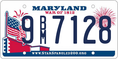 MD license plate 9BM7128