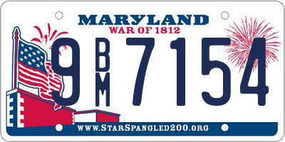 MD license plate 9BM7154