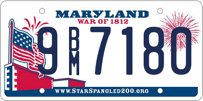 MD license plate 9BM7180