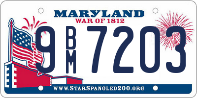 MD license plate 9BM7203