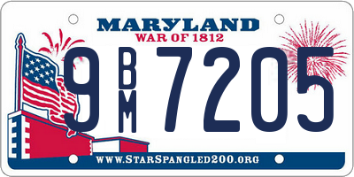 MD license plate 9BM7205