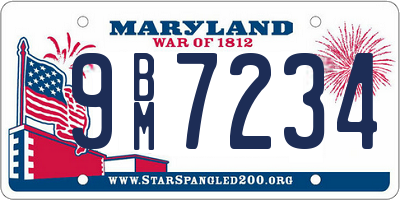 MD license plate 9BM7234