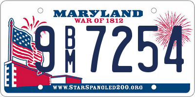 MD license plate 9BM7254