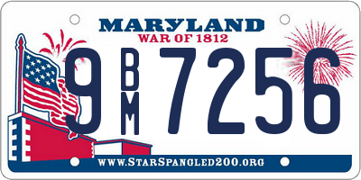 MD license plate 9BM7256