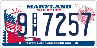 MD license plate 9BM7257