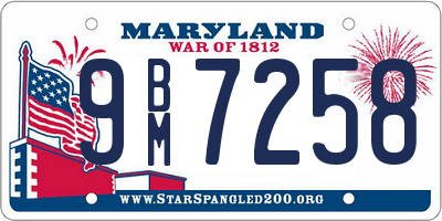 MD license plate 9BM7258