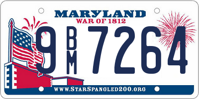 MD license plate 9BM7264