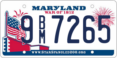 MD license plate 9BM7265