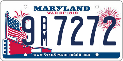 MD license plate 9BM7272