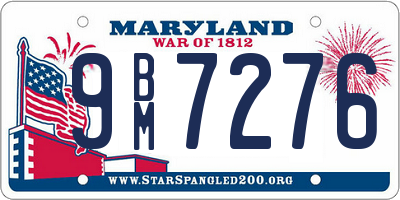 MD license plate 9BM7276