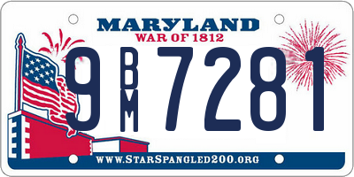 MD license plate 9BM7281