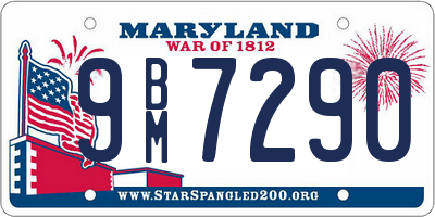 MD license plate 9BM7290