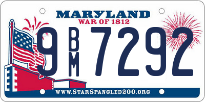 MD license plate 9BM7292