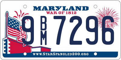 MD license plate 9BM7296