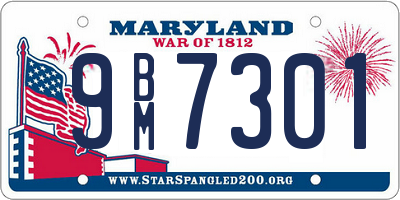 MD license plate 9BM7301