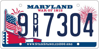 MD license plate 9BM7304