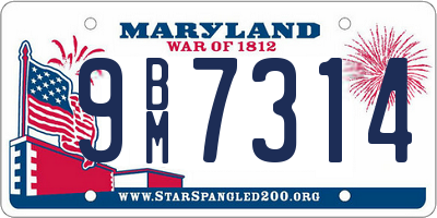 MD license plate 9BM7314