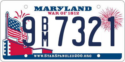 MD license plate 9BM7321