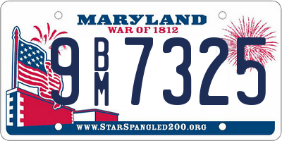 MD license plate 9BM7325